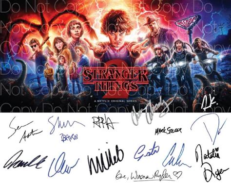 stranger things autographed poster